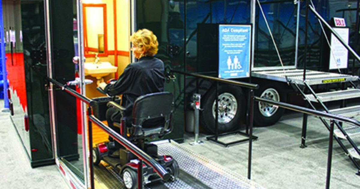 Restroom Trailers - Ameri-Can Engineering ADA-compliant… | Pumper Trailer Frontal Area To Ensure Compliance With What
